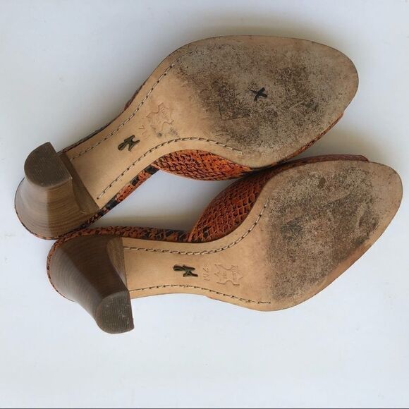 🎃J VINCENT ELIZA LEATHER ORANGE EMBELLISHED HEEL - Picture 7 of 7